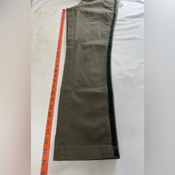 ANTHROPOLOGIE Olive Green w Black velvet stripe straight leg chinos size 28 - Picture 14 of 14
